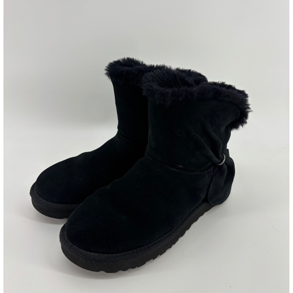 UGG Classic Mini Twist Boots Women's Size 8 Black Shearling Lined
